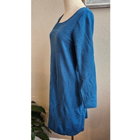 J. Jill Women's Long Sleeve Back Seamed Wool Stretch Sweater Dress Size M Teal - Picture 2 of 6